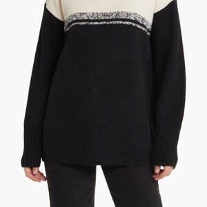 Nordstrom Black and Cream Women's 100% cashmere Sweater - size XL